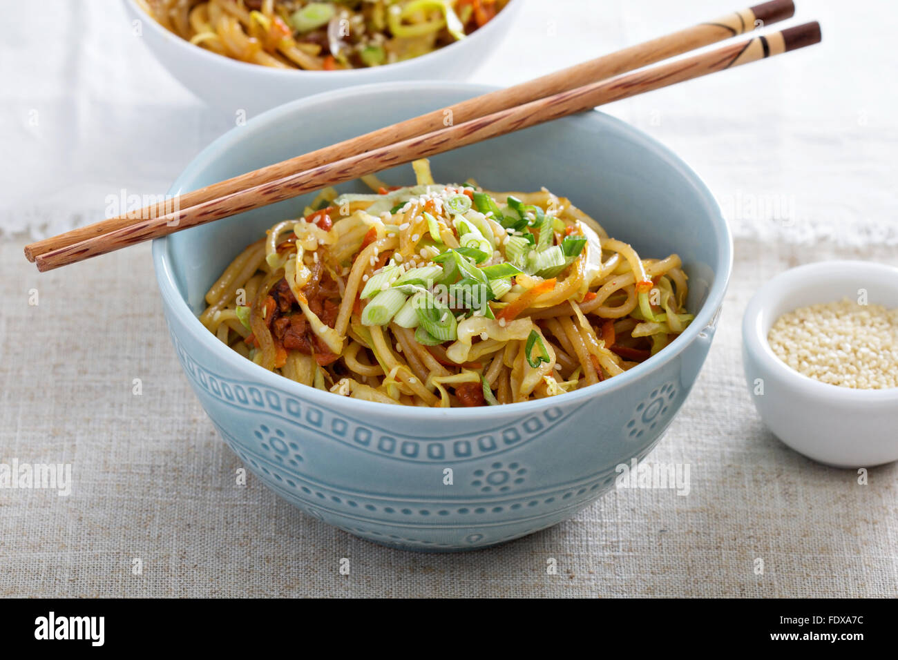 Stir fry with rice noodles, cabbage and carrot Stock Photo Alamy