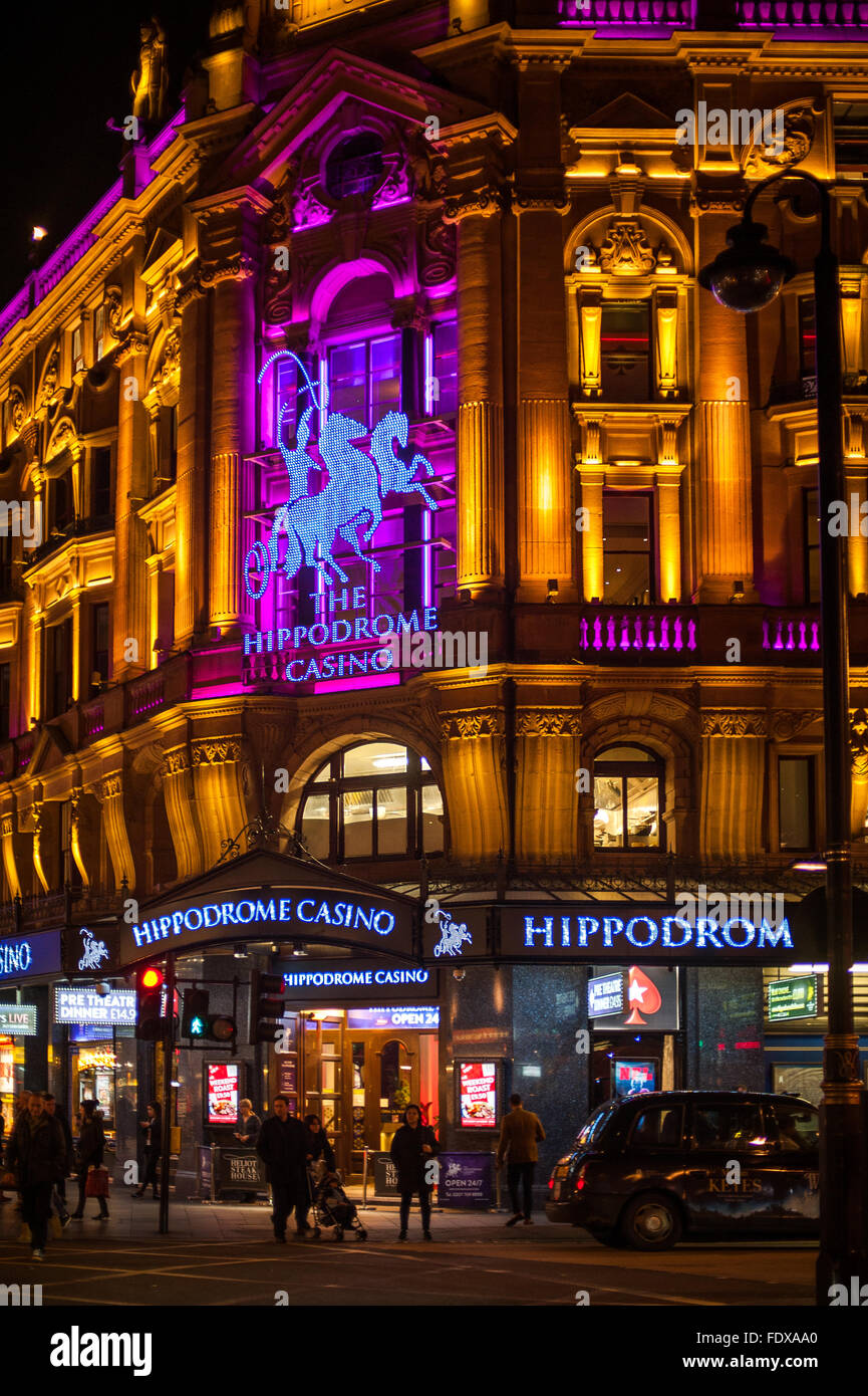 Hippodrome Casino at night in Central London Stock Photo