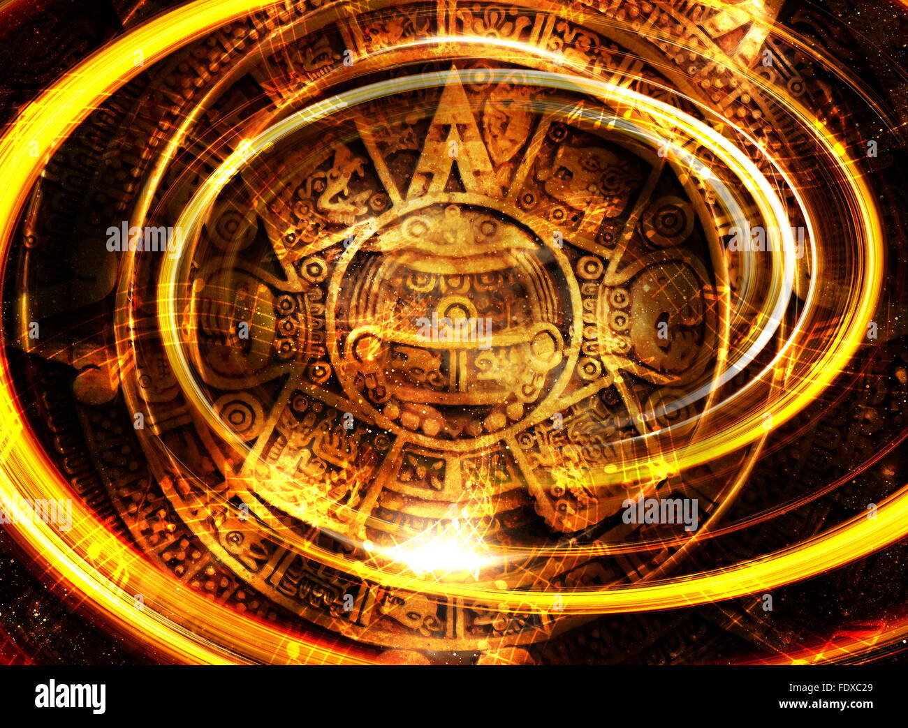 Ancient Mayan Calendar and Music note, Cosmic space with stars ...