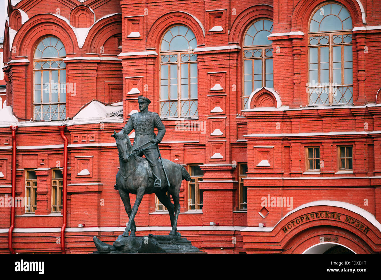 Moscow, Russia - May 23, 2015: Monument to Marshal Georgy Zhukov on red square in Moscow, Russia Stock Photo