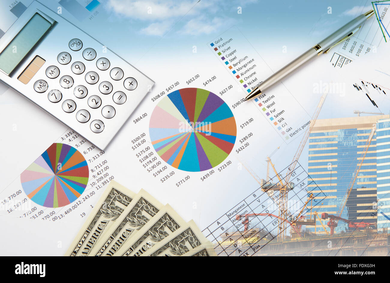 Collage of financial and business charts and graphs Stock Photo - Alamy