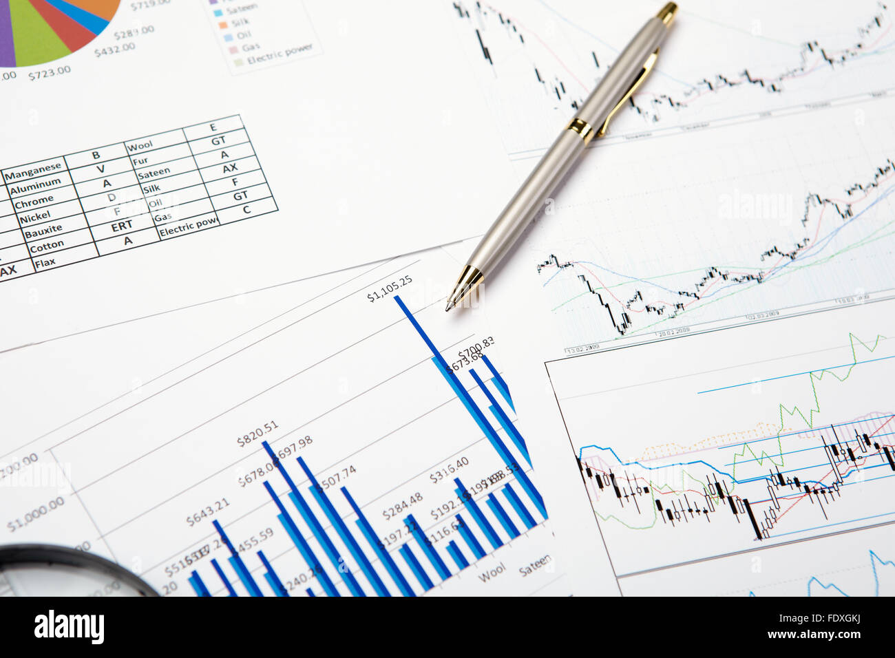 financial charts and graphs on the table Stock Photo - Alamy