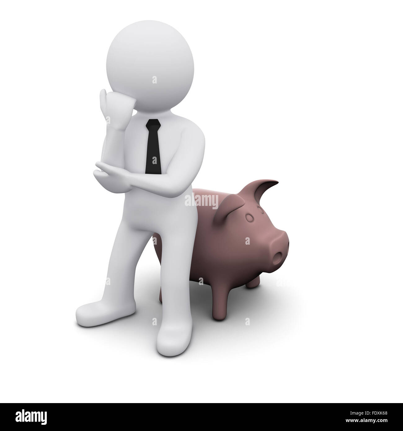 3D man wearing a tie with piggy bank Stock Photo - Alamy