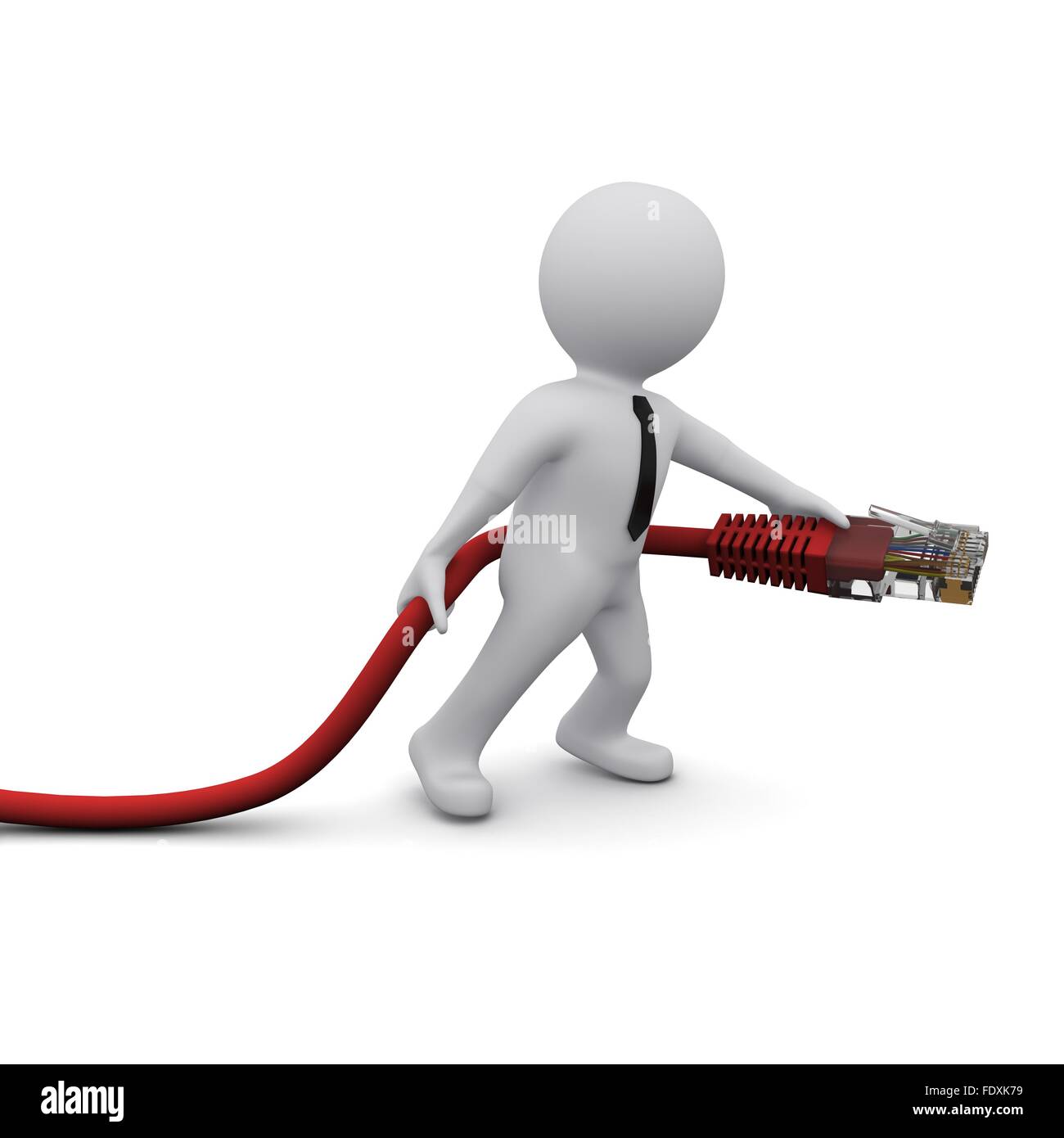 3D man holding computer USB connection device Stock Photo - Alamy