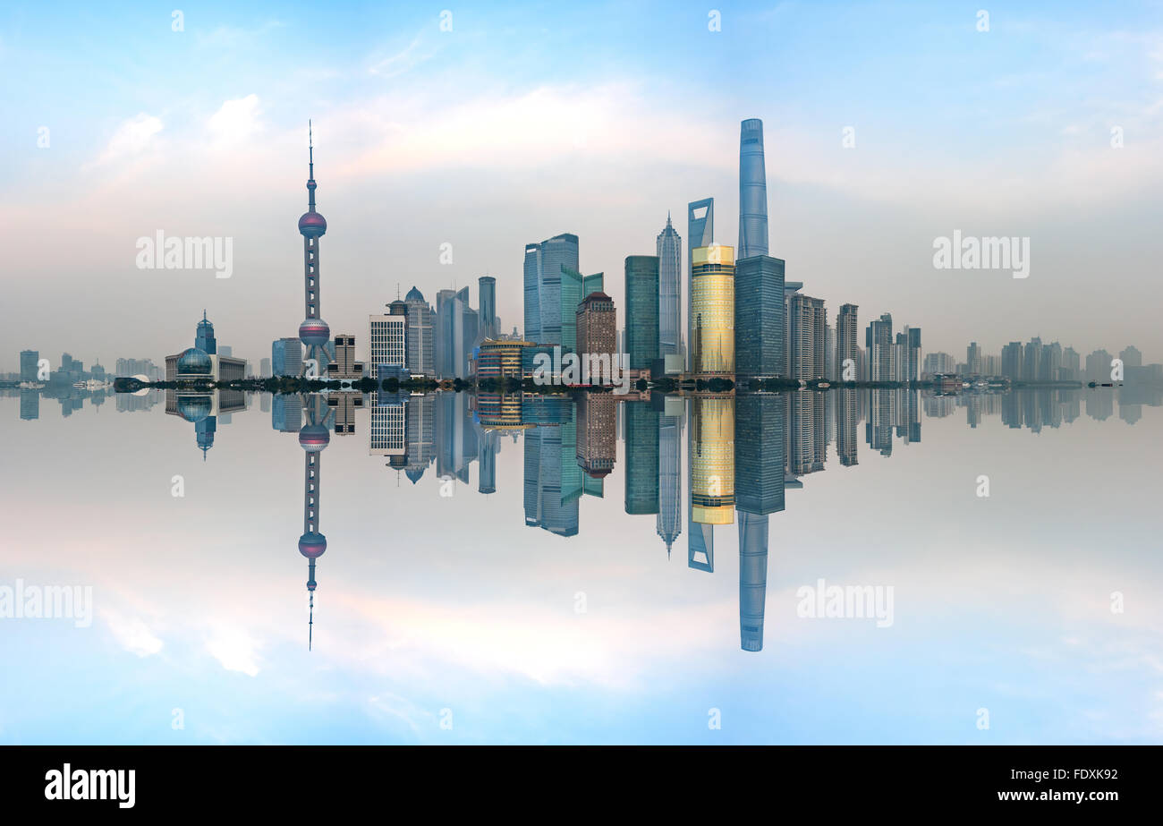 Financial district of Shanghai in Pudong area, Shanghai city, China. Stock Photo