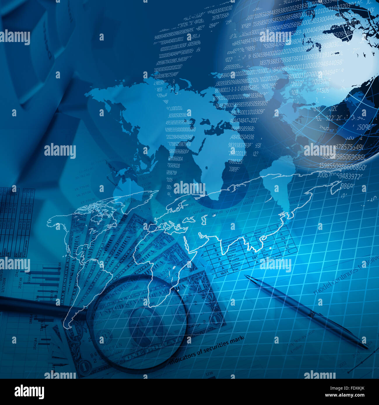 Colour collage with financial and business charts and graphs Stock ...
