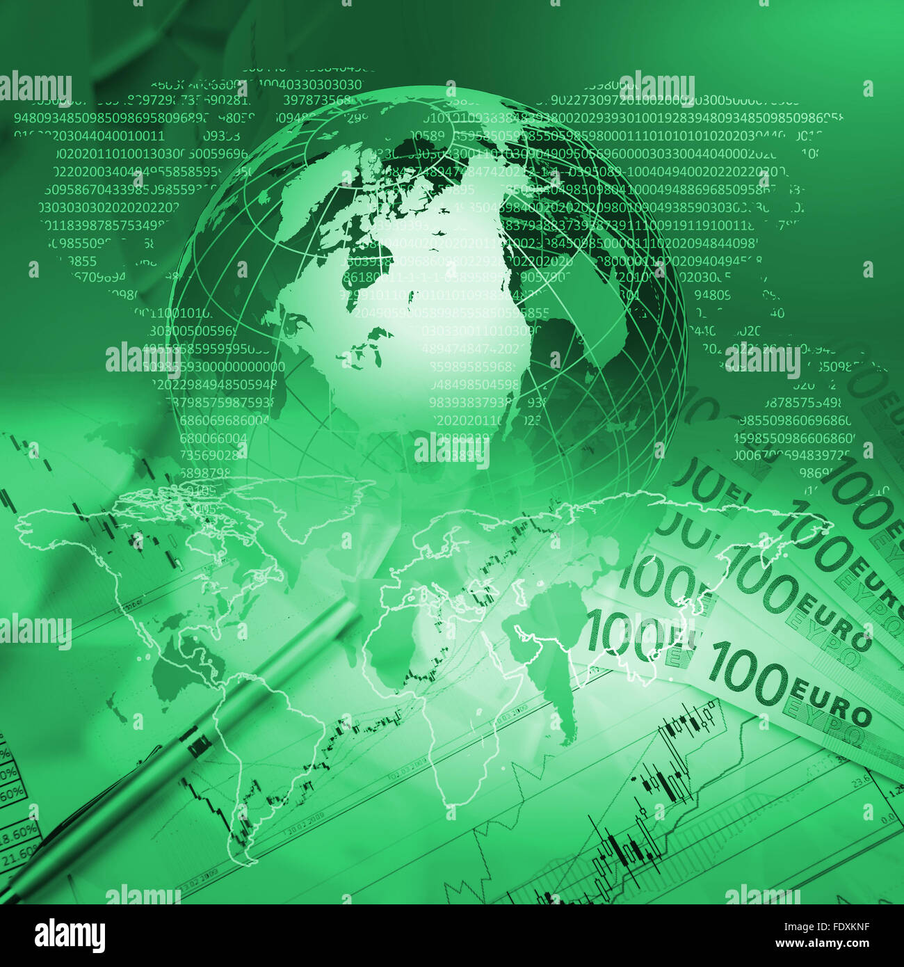 Colour collage with financial and business charts and graphs Stock ...