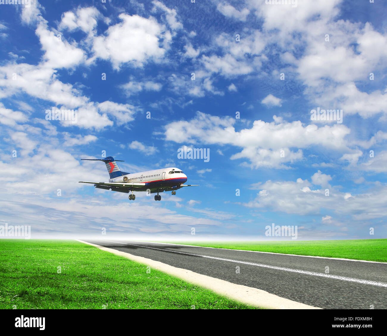 Image of a white passenger plane and blue sky with clouds Stock Photo ...
