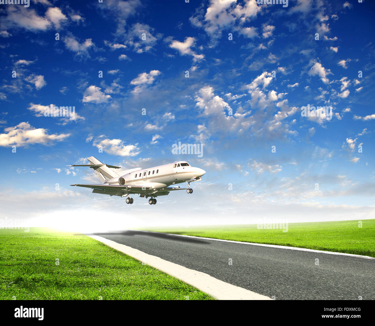 Image of a white passenger plane and blue sky with clouds Stock Photo ...