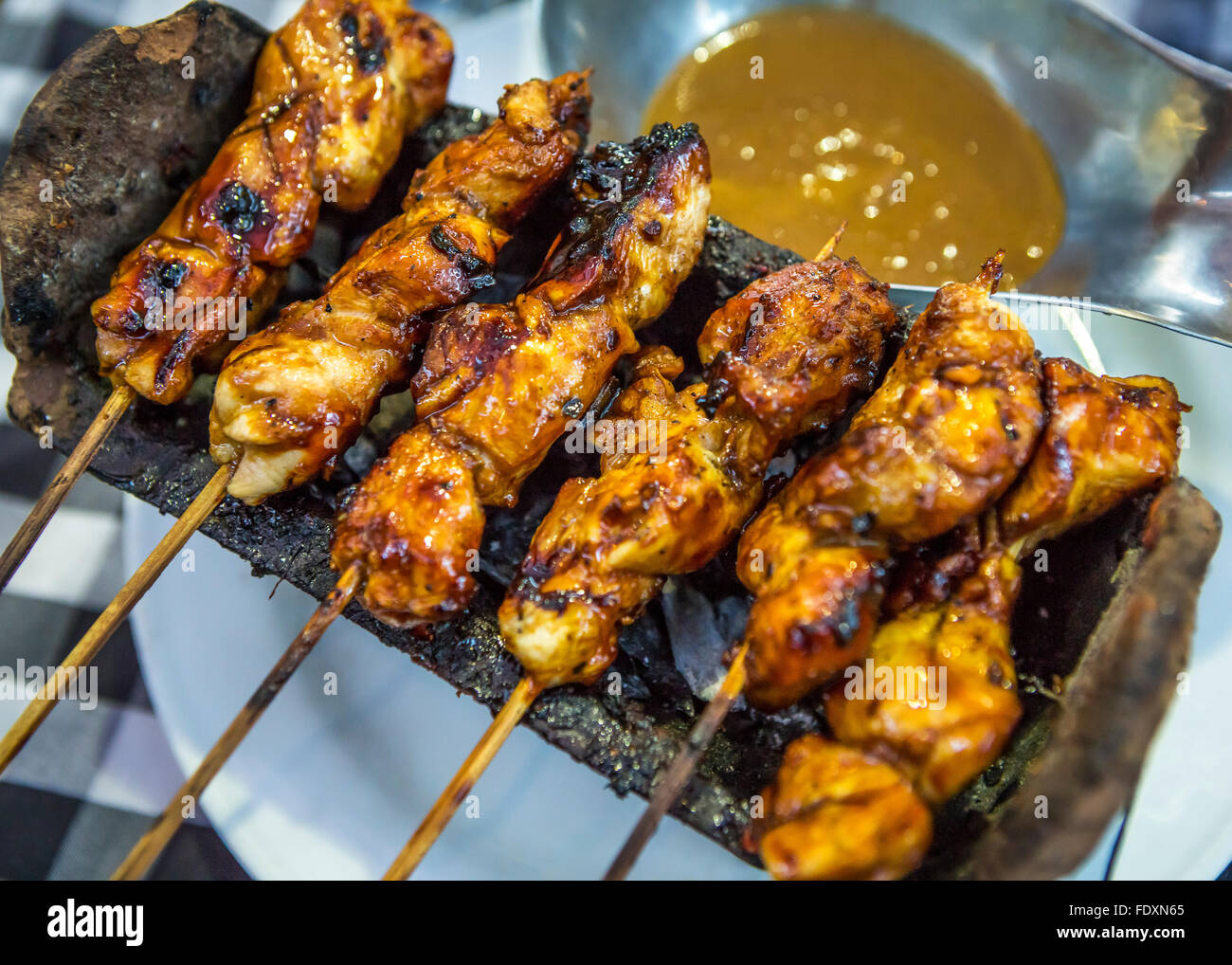 Chicken sate from Indonesia Stock Photo