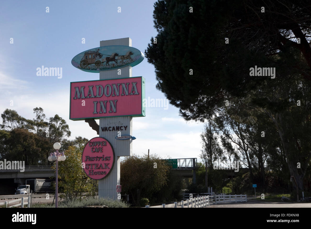 A view of the Madonna Inn in San Luis Obispo, California Stock Photo