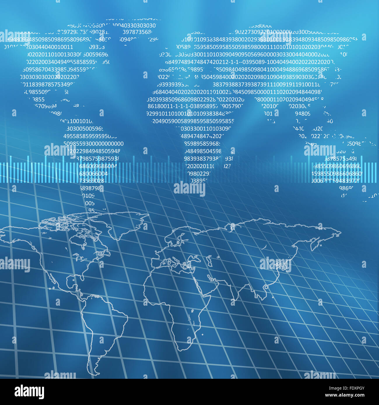 world map illustration with communication and technology symbols Stock ...