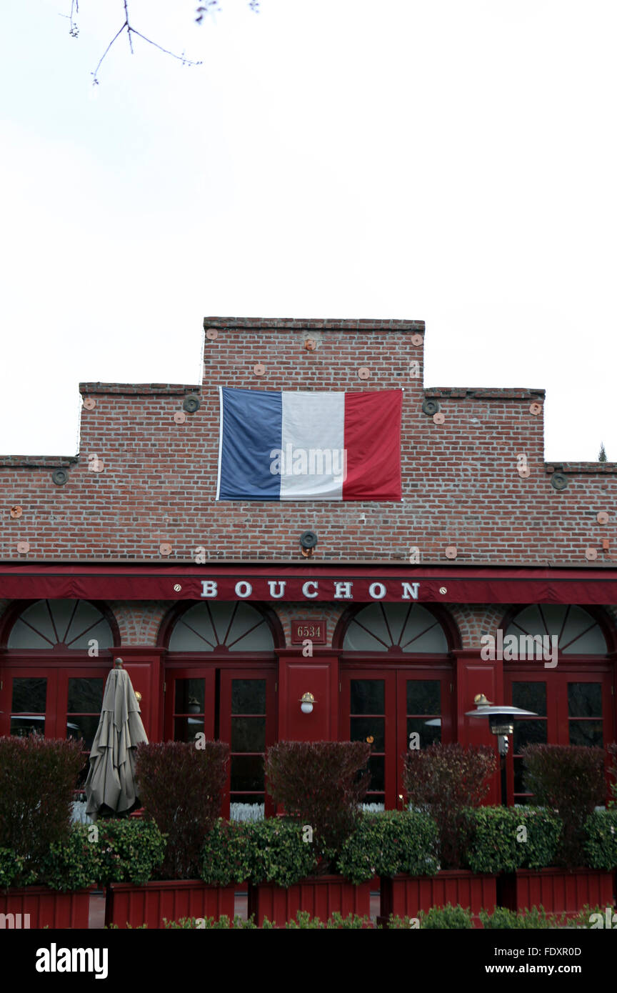 A view of Thomas Keller's Bouchon restaurant in Napa Valley, California Stock Photo