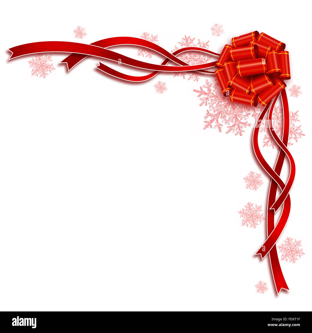 Beautiful design of white background red ribbon and red bow Stock Photo