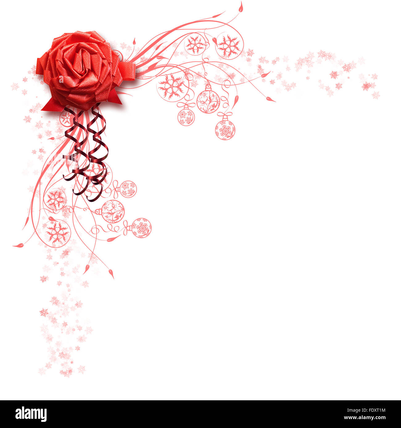 Beautiful design of white background red ribbon and red bow Stock Photo