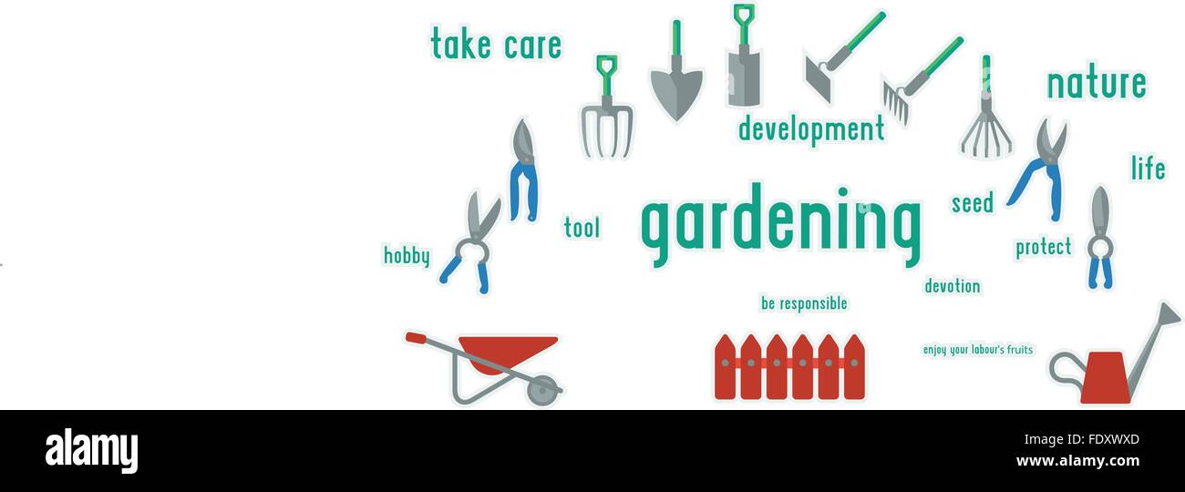 Gardening tools set of illustration. Flat design using UI colors ...
