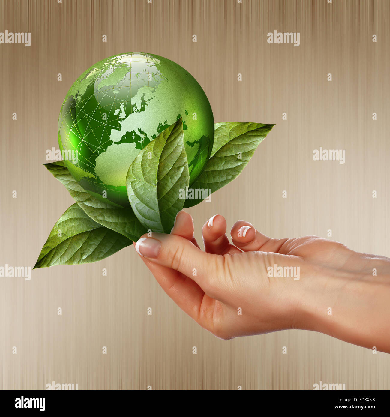 human hands holding green earth with a growing plant Stock Photo - Alamy