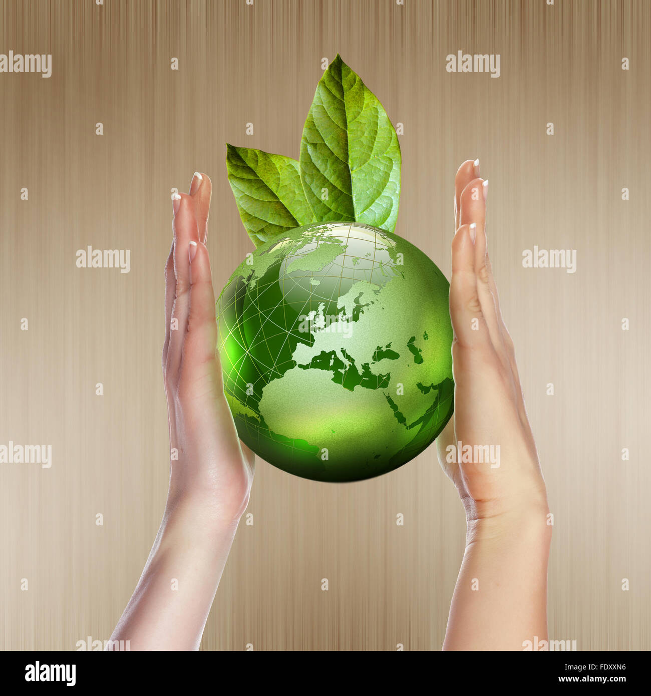 human hands holding green earth with a growing plant Stock Photo - Alamy