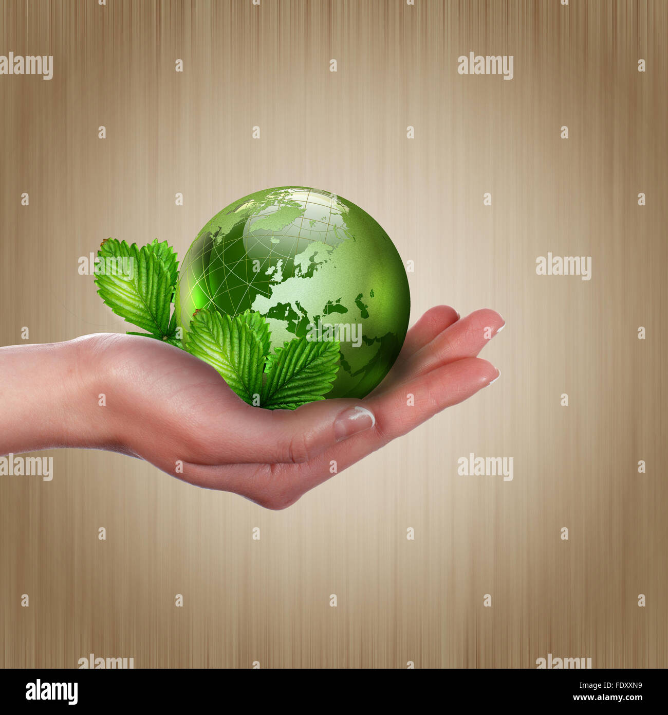 human hands holding green earth with a growing plant Stock Photo - Alamy