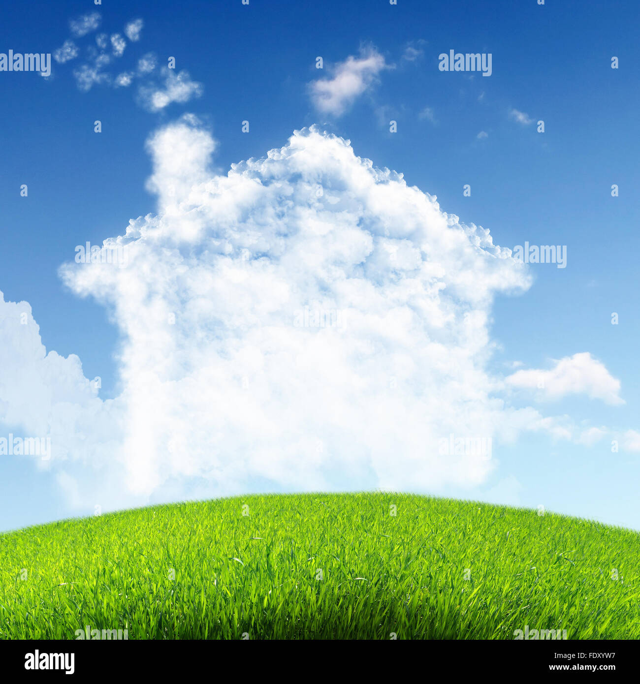 Picture of a house from white clouds against blue sky Stock Photo - Alamy