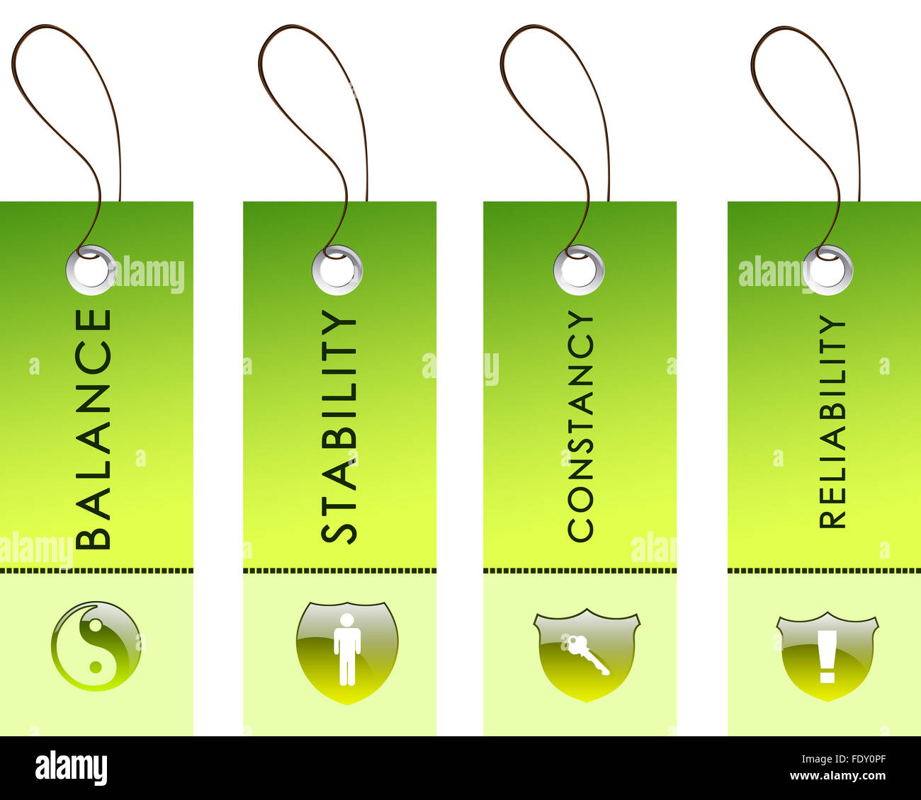 green labels with nature protection symbols on them Stock Photo