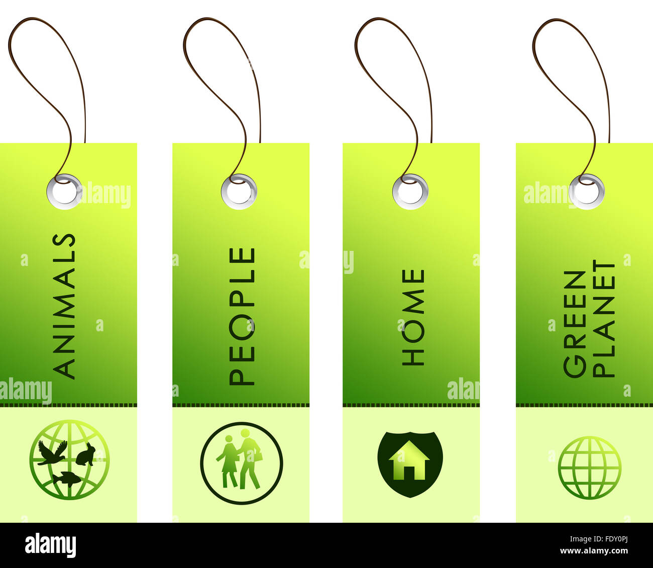 green labels with nature protection symbols on them Stock Photo - Alamy
