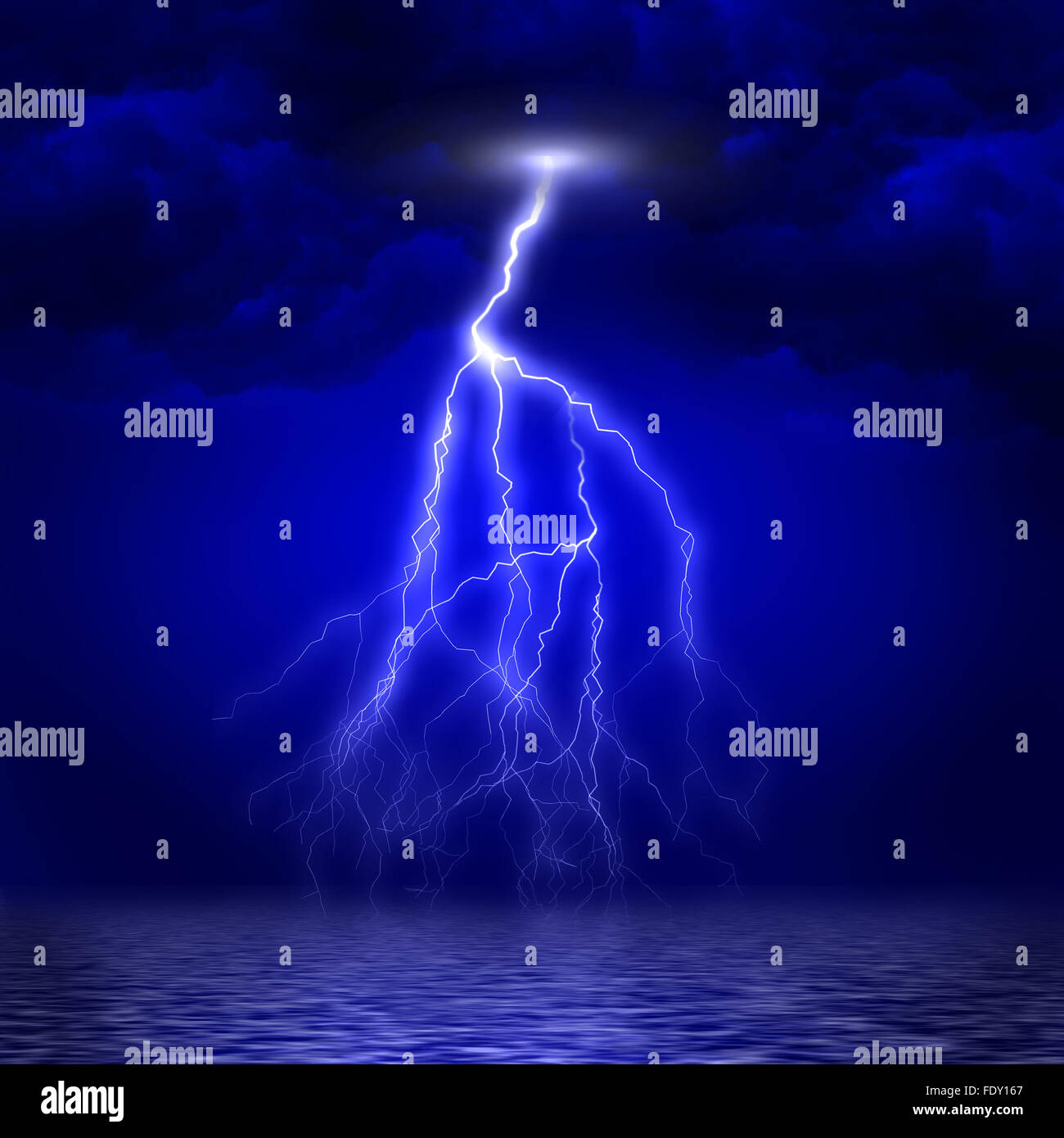 Image Of Lightning On A Dark Blue Background Stock Photo Alamy