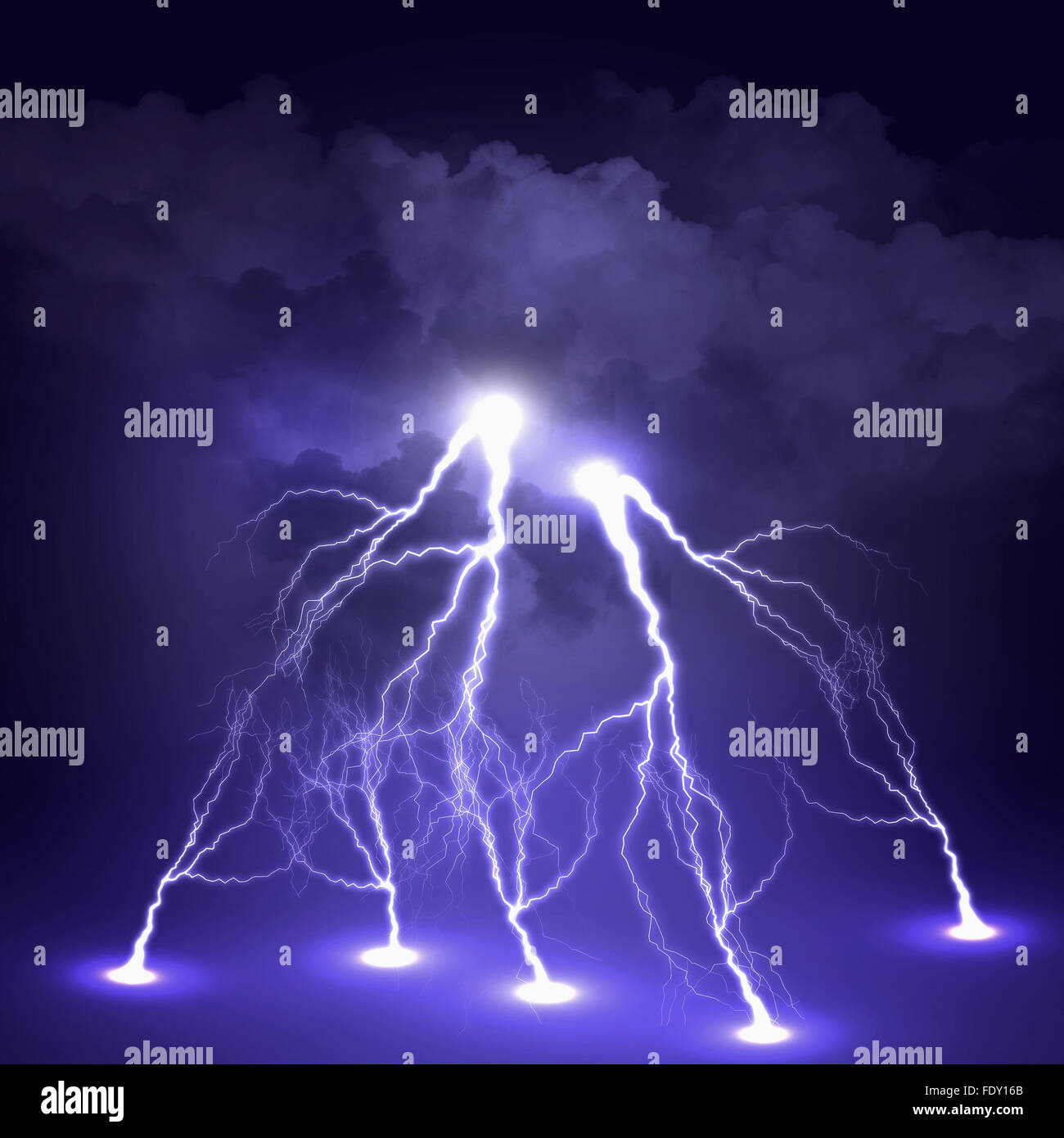 image of lightning on a dark blue background Stock Photo - Alamy