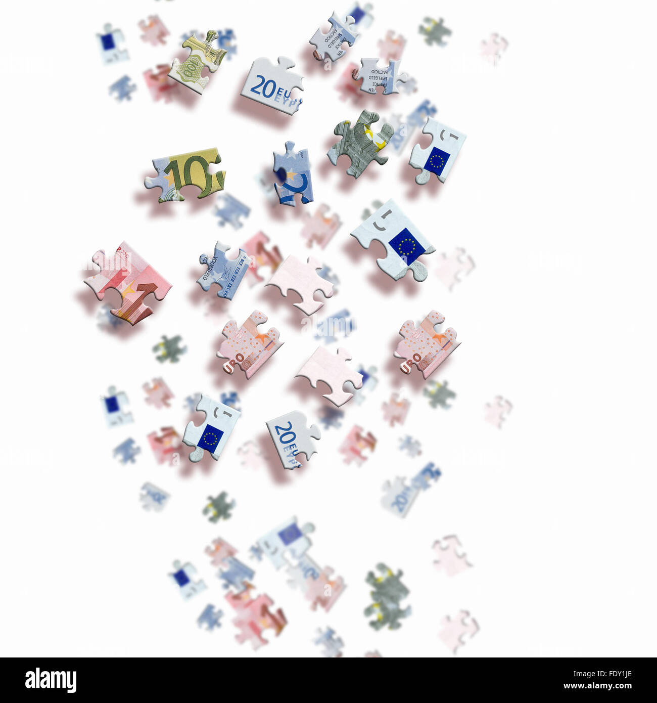 pieces of euro banknote puzzle getting together Stock Photo - Alamy