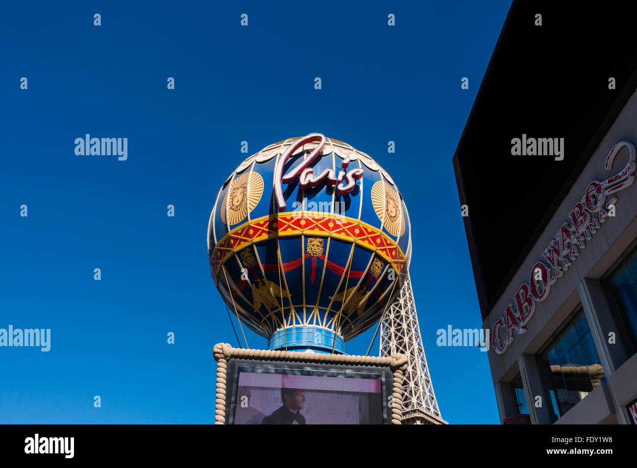 Sign in the shape of the Montgolfier balloon at the Paris Casino Las Vegas, Nevada, USA Stock Photo