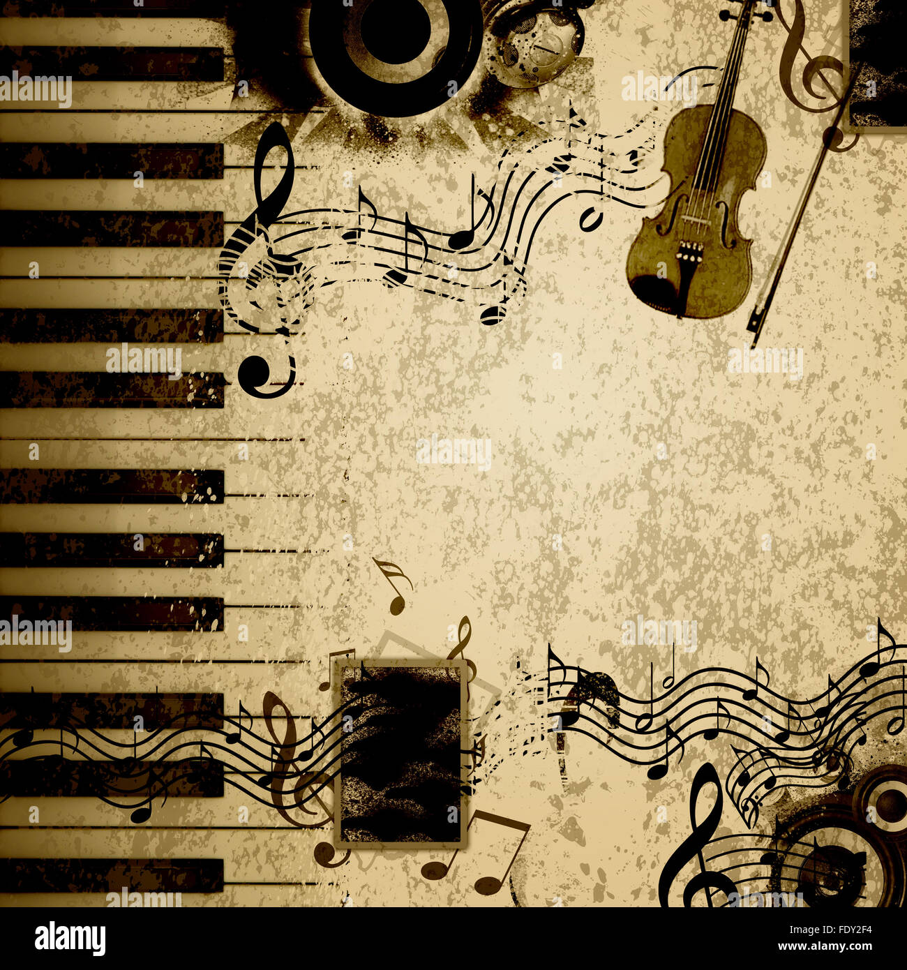 music notes on old paper sheet background Stock Photo Alamy