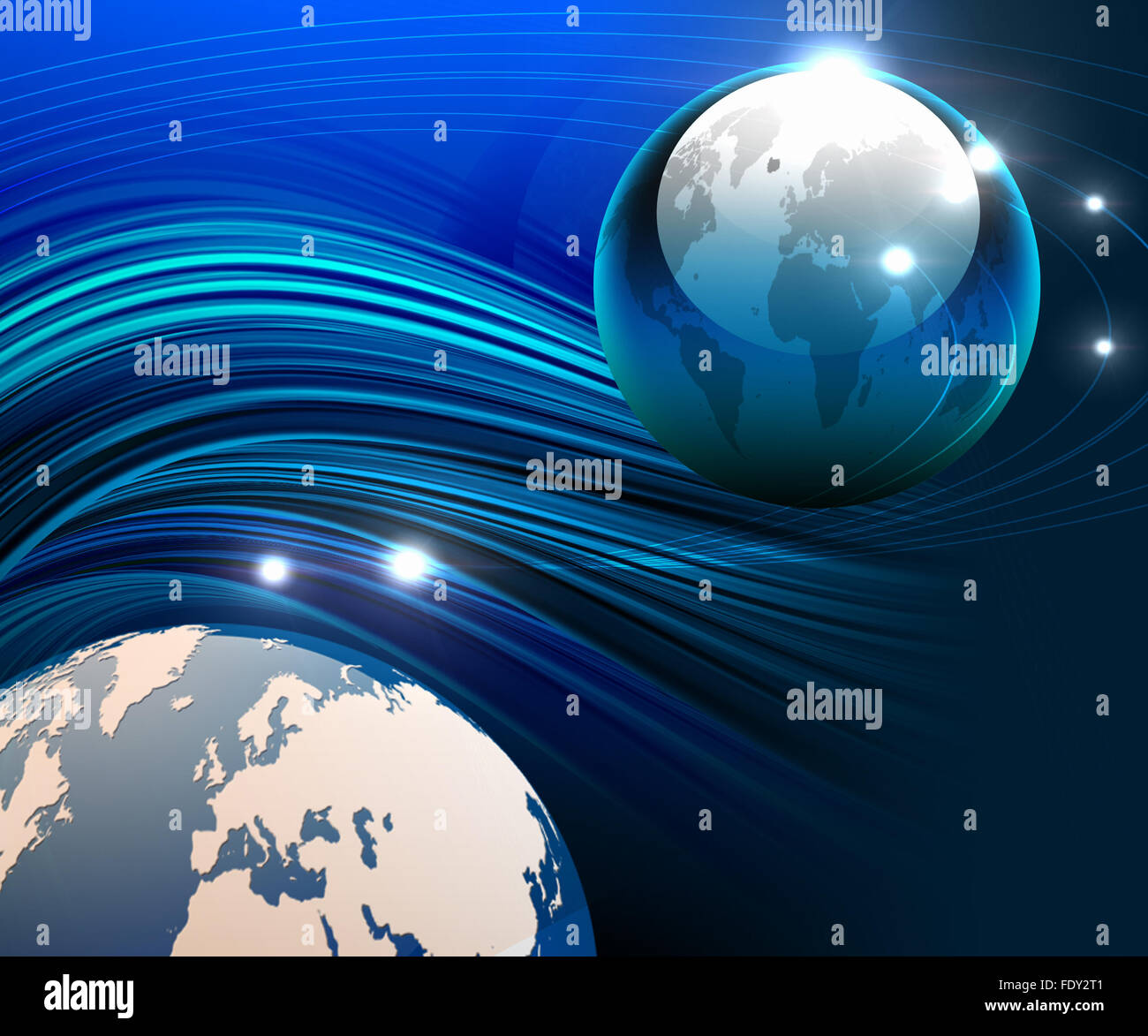 Abstraction blue background with the planet earth Stock Photo - Alamy