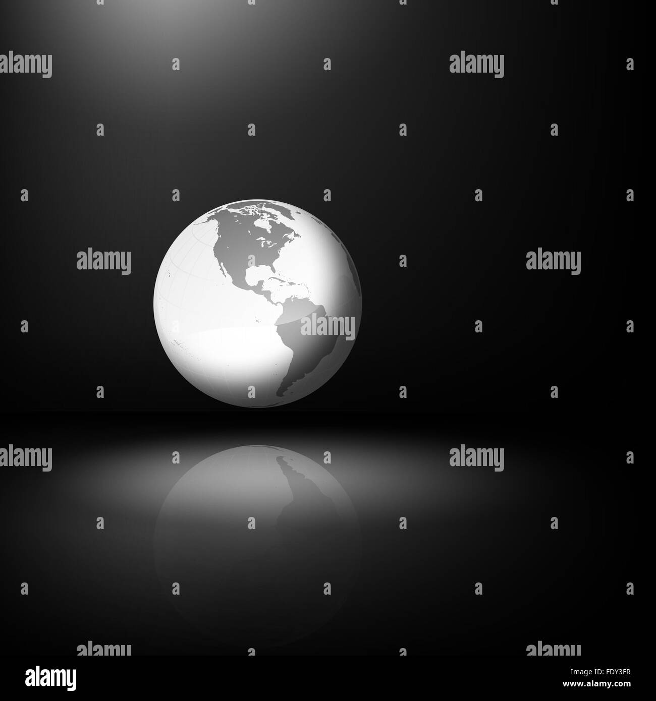 Abstract background - a reflection of a world map on the shiny surface Stock Photo
