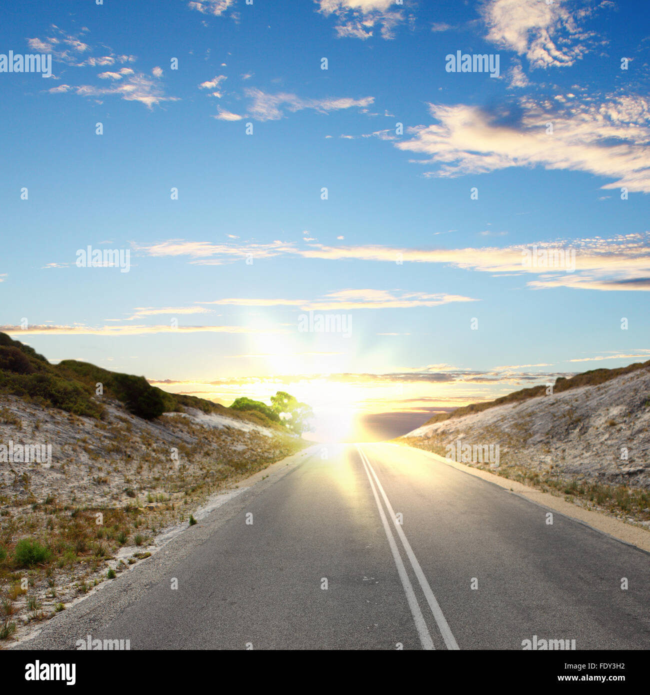 Asphalt road in countryside and cloudy sky Stock Photo - Alamy