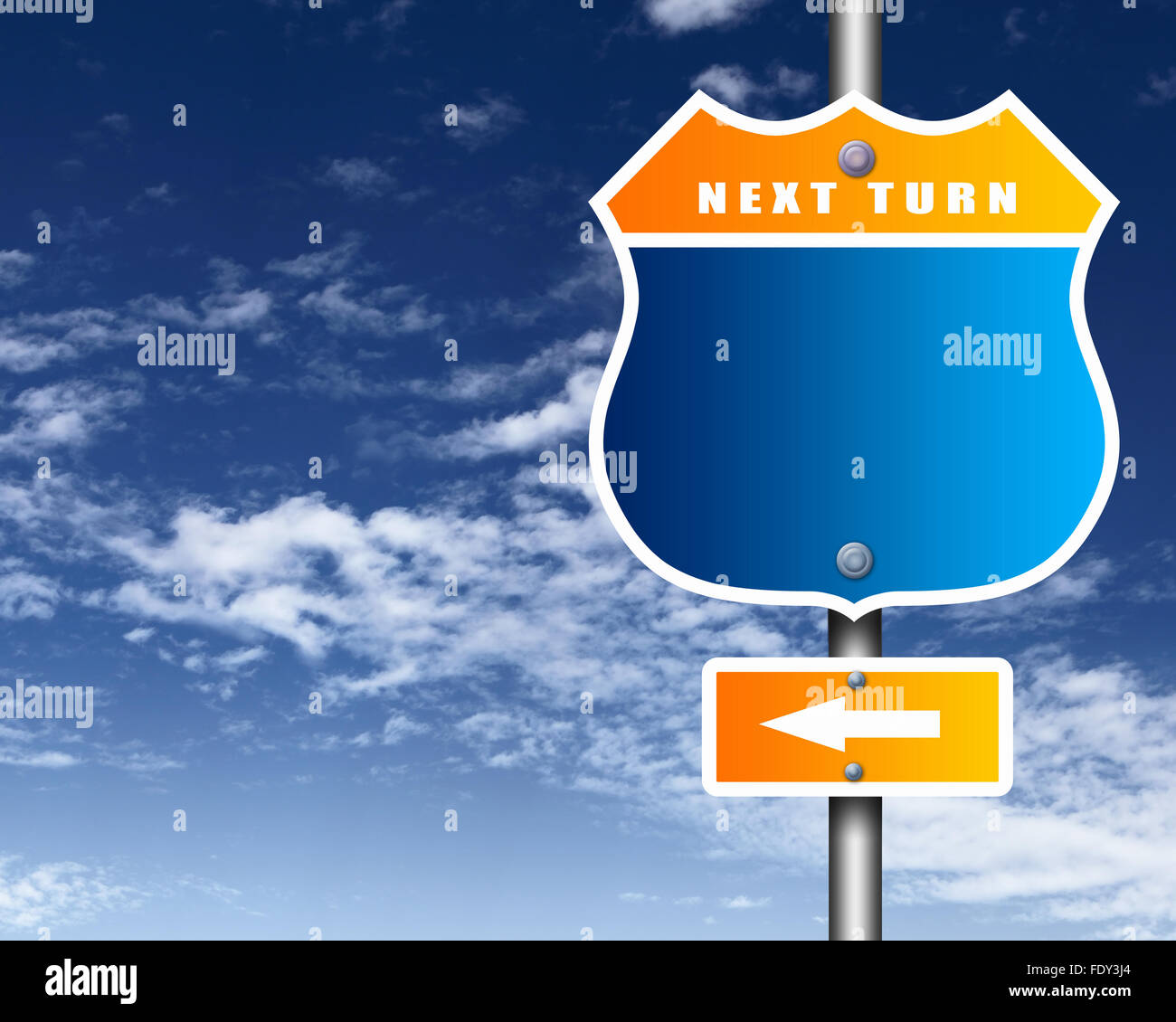 Image of road sign agaisnt blue sky Stock Photo - Alamy