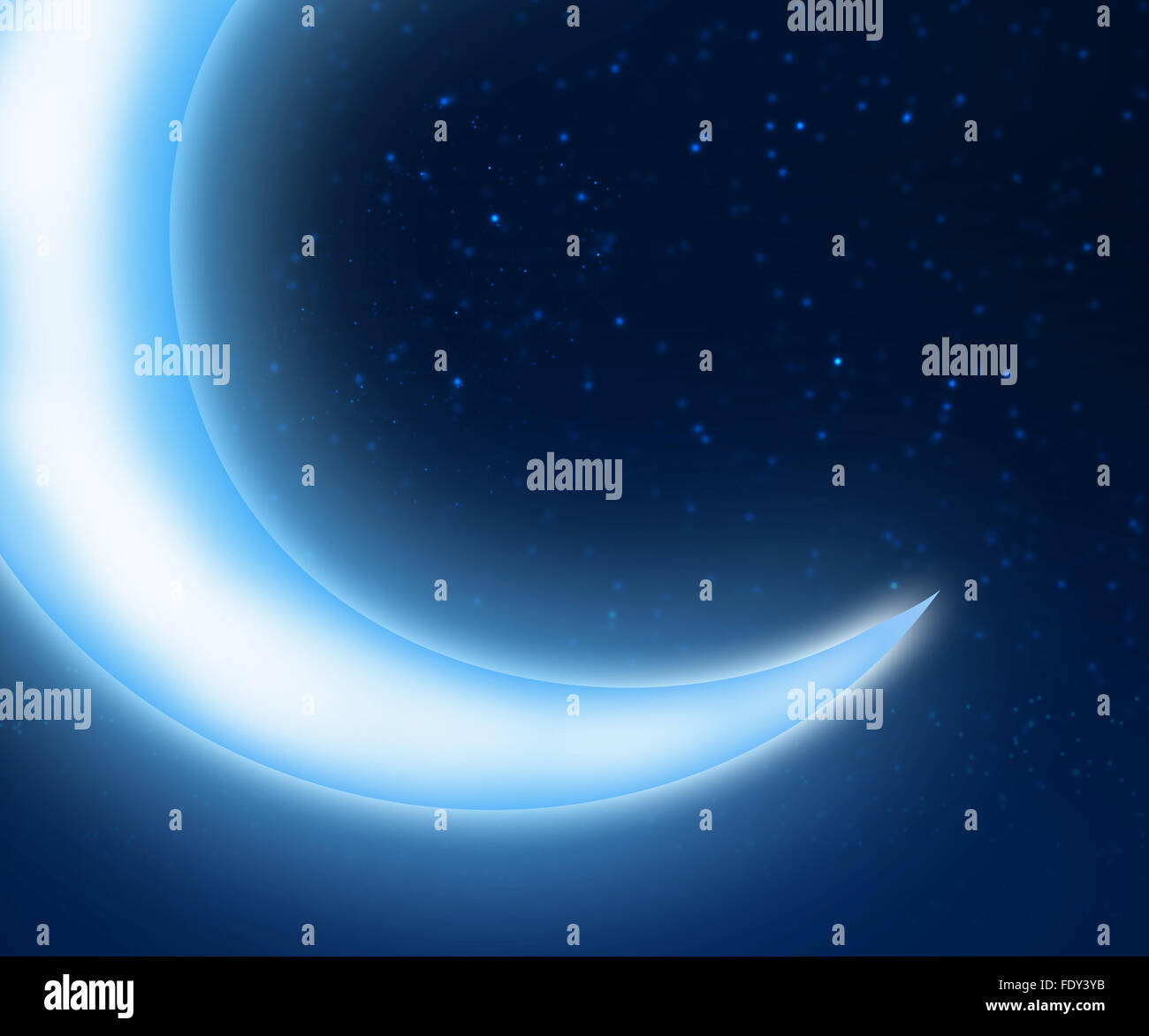 Dark blue night sky background with moon and twinkling stars Stock ...
