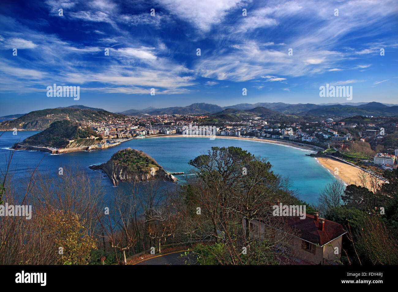 Panoramic view of Donostia-San Sebastian, from Monte Igueldo. Basque Country, Spain. Stock Photo