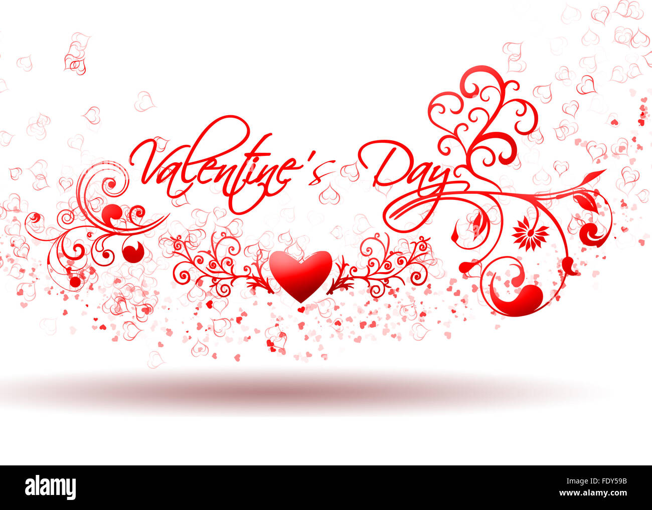Drawing with hearts dedicated to St. Valentine's Day. Illustration. Stock Photo