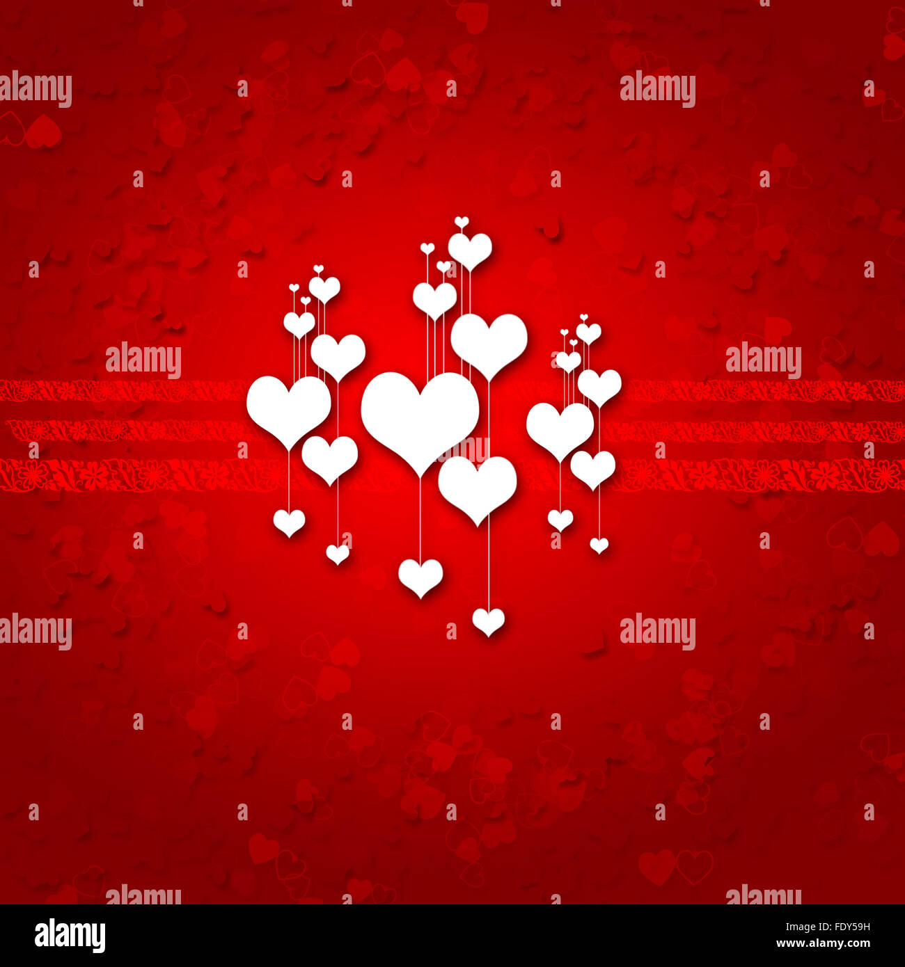 Drawing with hearts dedicated to St. Valentine's Day. Illustration. Stock Photo