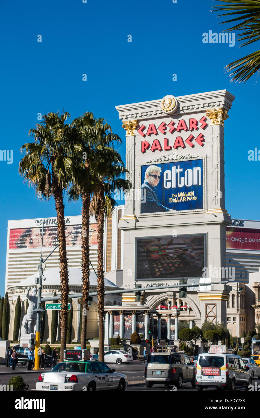 Digital sign for Caesars Palace and Elton John show in Las Vegas ...