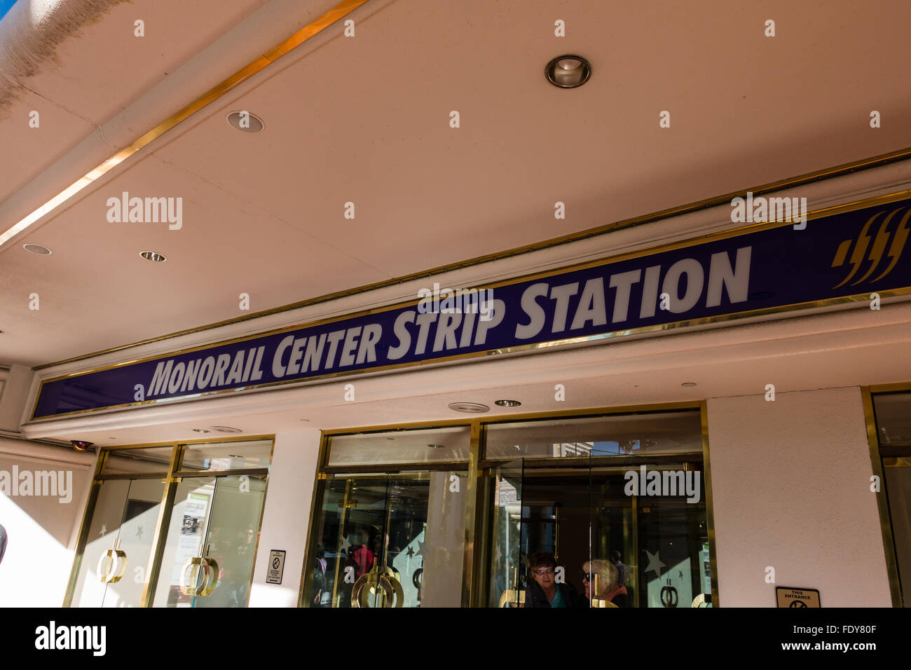 Sign for the Center Strip Station of the Las Vegas Monorail.  Las Vegas, Nevada, USA Stock Photo