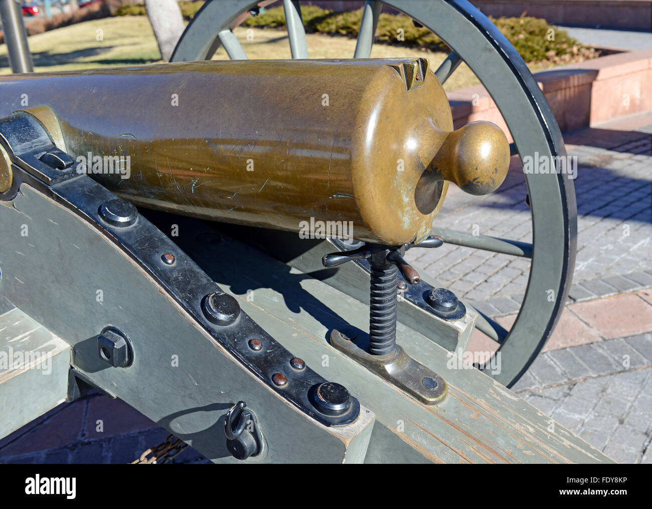 Vintage Civil War era Cannon in Denver, Colorado, USA Stock Photo