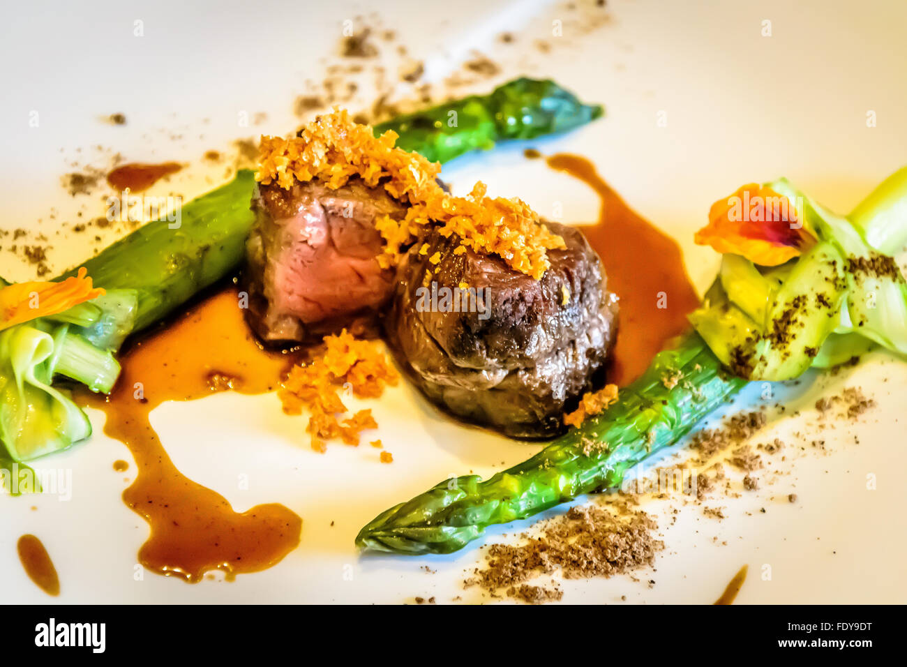 Beef steak in French restaurant Stock Photo Alamy