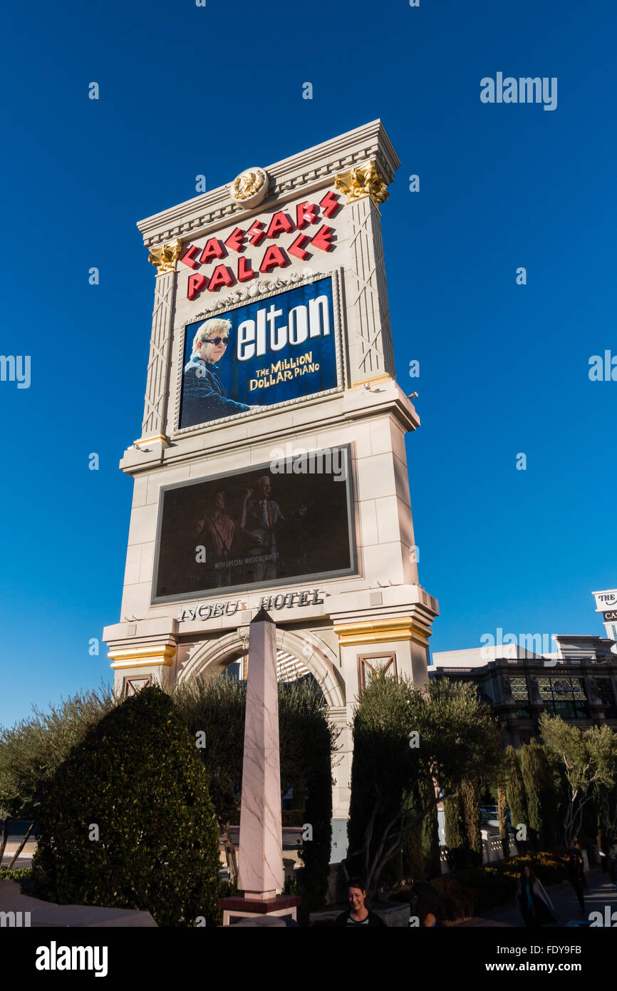 Billboard advertisement for Elton John at Caesars Palace in Las Vegas, Nevada, USA Stock Photo