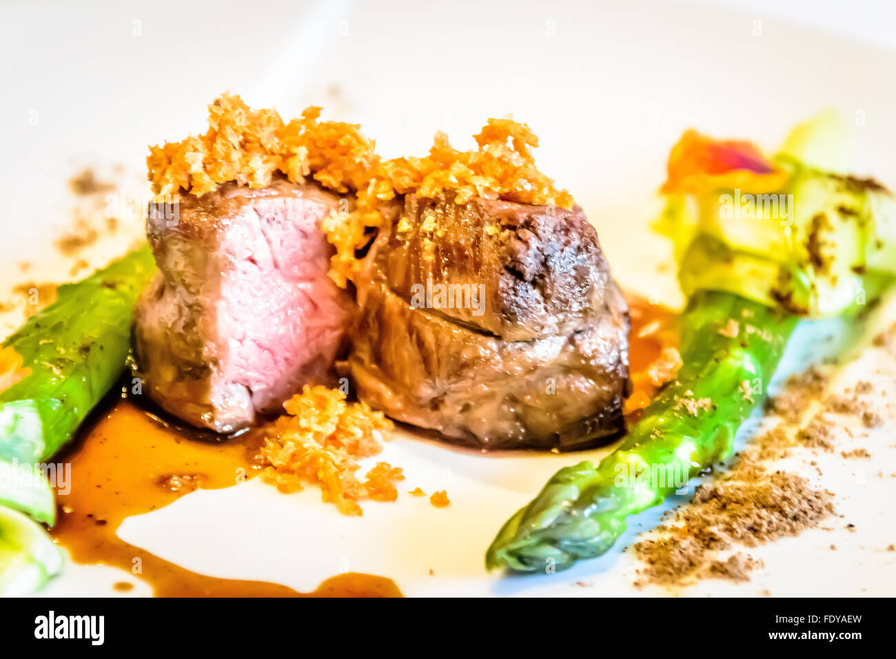 Beef steak in French restaurant Stock Photo Alamy