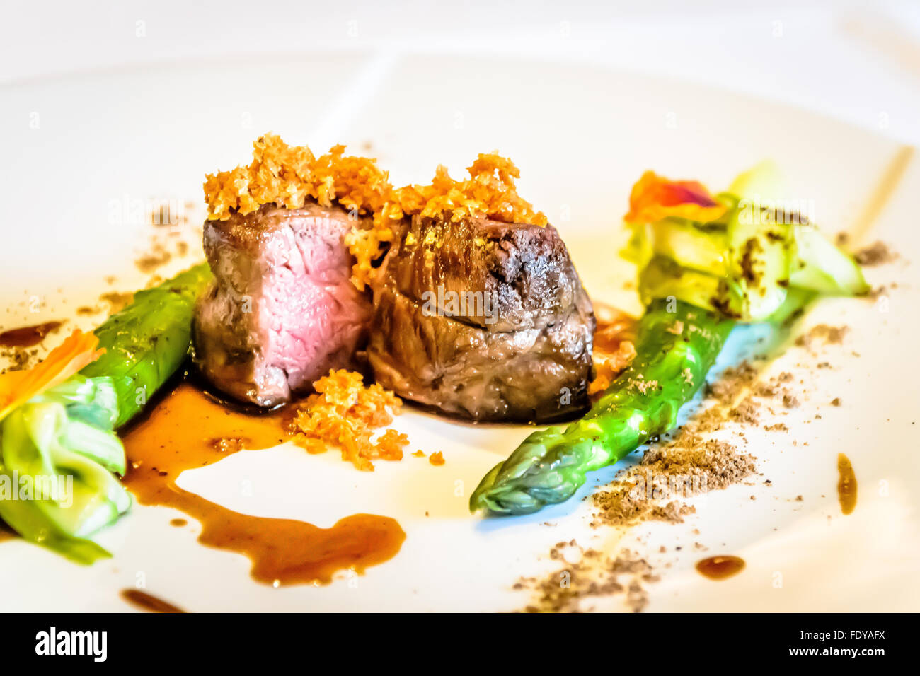 Beef steak in French restaurant Stock Photo Alamy