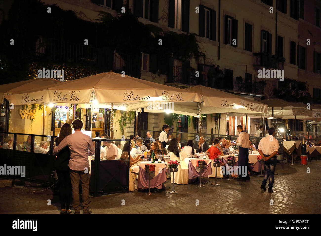Restaurants in Piazza Navona in Rome at night Stock Photo Alamy