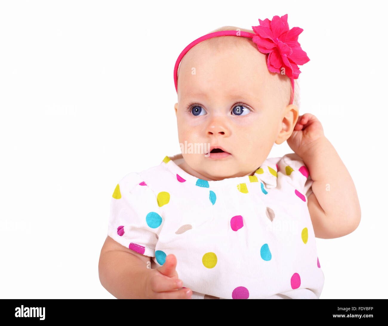 Portrait of a little blond girl in studio Stock Photo - Alamy