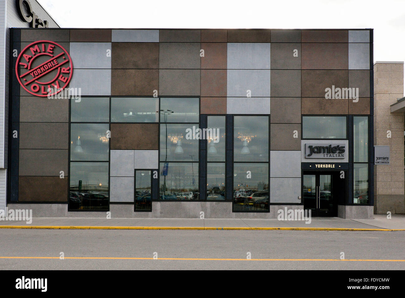 February 2, 2016. Toronto, Canada. Storefront view of Jamie's Italian by Jamie Oliver at  Yorkdale Shopping Centre. The restaurant recently was reviewed by local newspaper Toronto Star and received a 2 out of 4 stars  rating. Stock Photo