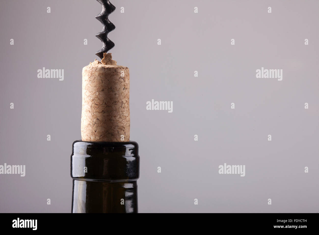 neck of a wine bottle vintage cork and corkscrew Stock Photo Alamy
